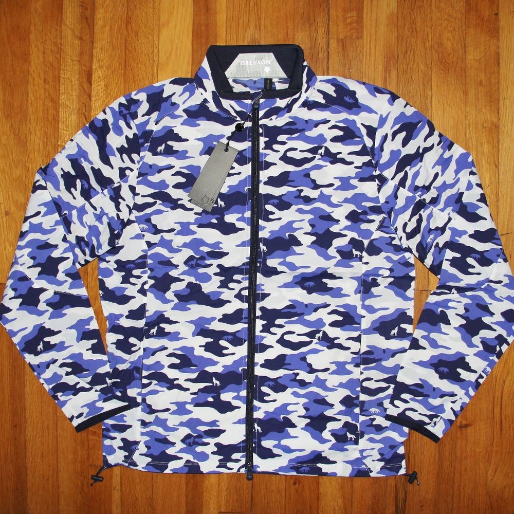 Greyson Camoscape Trailwolf Lightweight Windproof Golf Jacket Mens M Cobalt